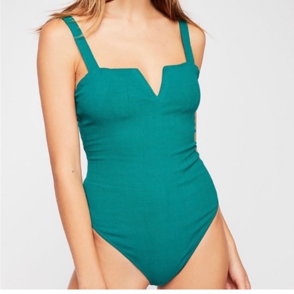 Free People Intimately V-Wire Bodysuit Green Size XS